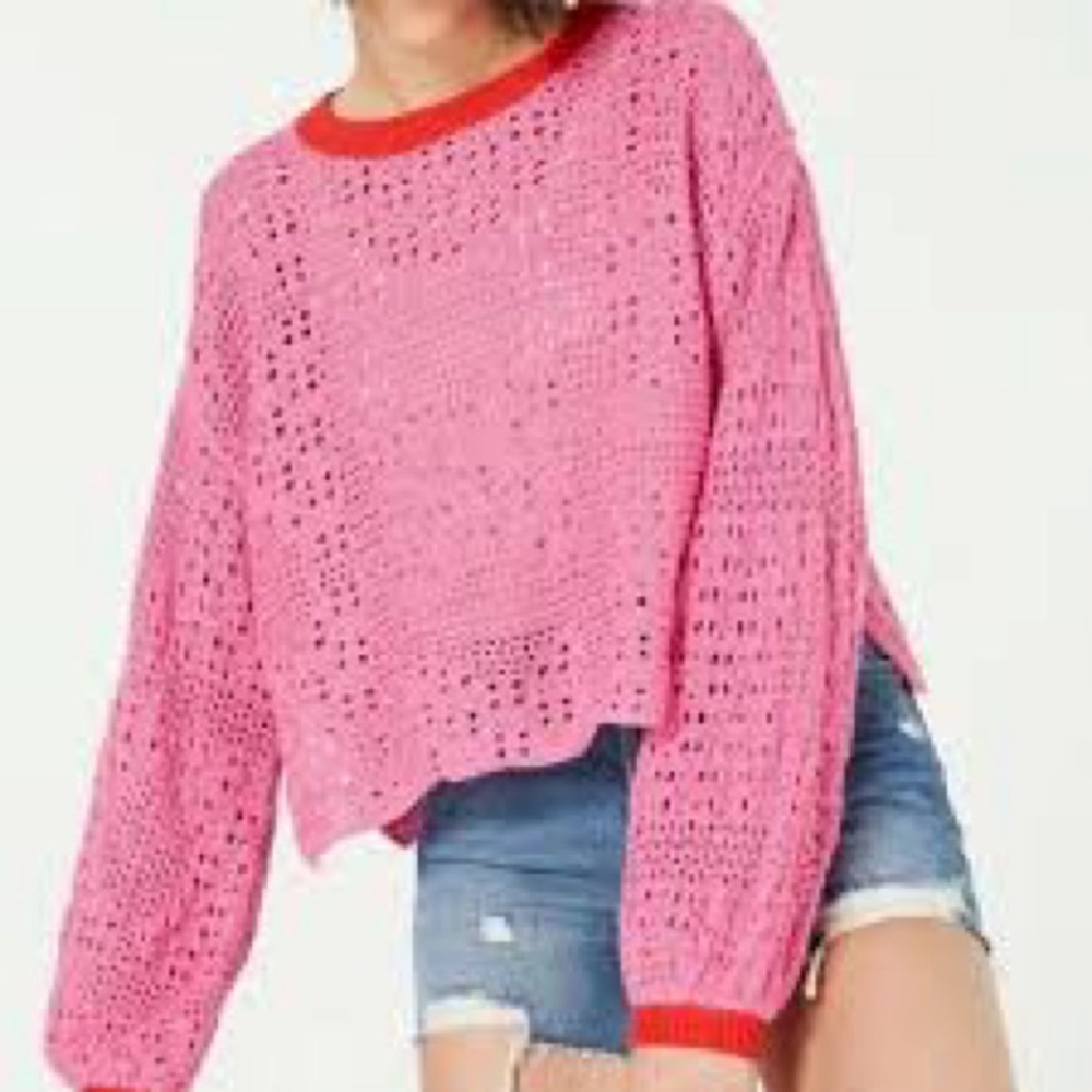 Free People Home Run Cotton Open Crochet Sweater